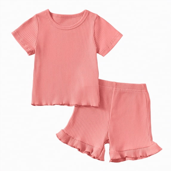 NOLDARES Toddler Girls Clothes 1T 2T 3T 4T 5T Summer Outfits Baby Kids Short Sleeve T-Shirt Tops & Shorts Sets(Red,3-4 Years)
