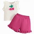 thumbnail image 1 of NOLDARES Toddler Girls Clothes 1T 2T 3T 4T 5T Summer Outfits Baby Kids Sleeveless T-Shirt Tops & Shorts Sets(Hot Pink,9-12 Months), 1 of 8