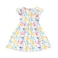 thumbnail image 1 of NOLDARES Toddler Girls Party Dinosaur Dress Ruffled Sleeve A-Line Tulle Flower Girl Dresses for Wedding Birthday(Yellow,18-24 Months), 1 of 7