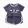 thumbnail image 1 of NOLDARES Toddler Infant Baby Boy Outfits 2 Pieces Round Neck Short Sleeve T-Shirt Casual Cargo Pocket Shorts Print Clothes(Dark Gray,3-4 Y), 1 of 4