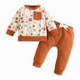 thumbnail image 1 of NOLDARES Toddler Infant Baby Boy Outfits Long Sleeve Crewneck Tee Casual Joggers Pants 2pcs Fall Winter Clothes Clothing Set(Brown,2-3 Y), 1 of 7