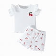 thumbnail image 1 of NOLDARES Toddler Infant Baby Girl Outfit Short Sleeve Shirt Tops Shorts Clothes(White,6-9 Months), 1 of 6