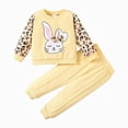 thumbnail image 1 of NOLDARES Toddler Kid Girl Clothes for Fall 2 Piece Long Sleeve Graphic Tee and Pants Set Outfits Clothing Adorable(Yellow,4-5 Y), 1 of 7