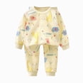 thumbnail image 1 of NOLDARES Toddler Kids Boy Clothes Print Crew Neck Long Sleeve Sweatshirt Shirt Joggers Pants Set Fall Winter Outfits Size:6-12 M,Light Yellow, 1 of 5