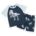 thumbnail image 1 of NOLDARES Toddler Kids Infant Boys Clothes 2pcs Summer Cute Graphic Short Sleeve Shirt Top Comfy Shorts Set Pockets Outfit(Blue,5-6 Y), 1 of 9
