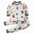 thumbnail image 1 of NOLDARES Toddler Kids Little Girls Boys Loungewear Graphics Print Pajamas Sleepwear Pjs Set,B003-Dark Green, 1 of 6