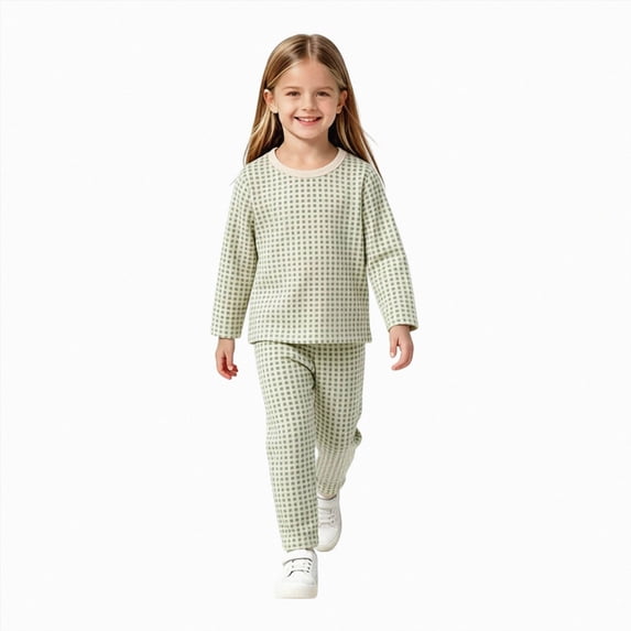 NOLDARES Toddler Pajamas Boys Girls Baby Pjs Sets Kids Long-Sleeve Snug fit Sleepwear 2 Piece Top and Pants(H118-Green)