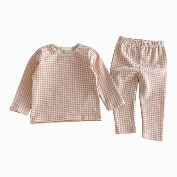 NOLDARES Toddler Pajamas Boys Girls Baby Pjs Sets Kids Long-Sleeve Snug fit Sleepwear 2 Piece Top and Pants(H118-Pink)