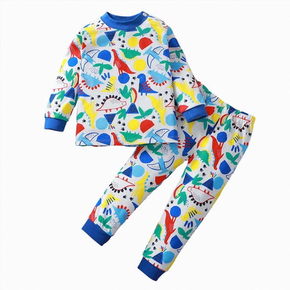 NOLDARES Toddler Pajamas Kids Pajamas for Boys Girls Long Sleeve Set 2 Piece Snug Fit Pjs Set(H137-Multicolour)