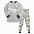 thumbnail image 1 of NOLDARES Toddler Pajamas Long Sleeve Pajama Set for Kids Girl Boys Pjs Boys Funny Graphic Sleepwear(H056-Grey), 1 of 5
