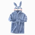 thumbnail image 1 of NOLDARES Toddler Robes Cute Pattern Bathrobe Unisex Kids Robe Baby Flannel Hoodie Pajamas Sleepwear(H310-Blue), 1 of 5