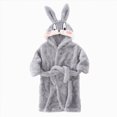 thumbnail image 1 of NOLDARES Toddler Robes Cute Pattern Bathrobe Unisex Kids Robe Baby Flannel Hoodie Pajamas Sleepwear(H310-Grey), 1 of 5