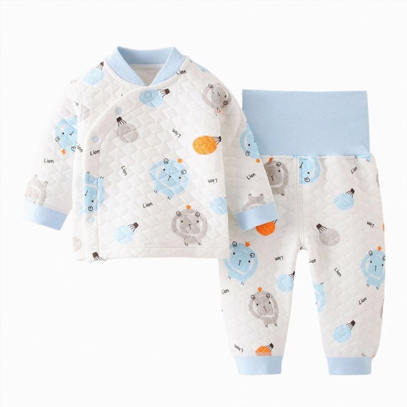 NOLDARES Toddler and Little Girl Boys 2-Piece Pajamas Long Sleeve Fall Winter PJ Set Kid Sleepwear(H112-Light Blue)