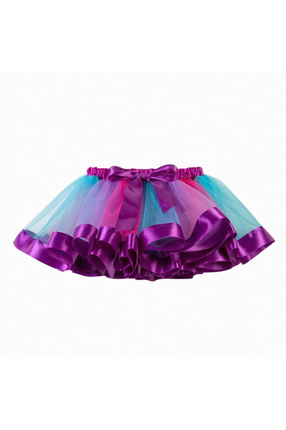 Tutu Skirt Girls Elastic Ballet Dance Skirts Layers Tulle Tutu for Toddler Kid Children 1-9 Years(Purple,2-4 Years)