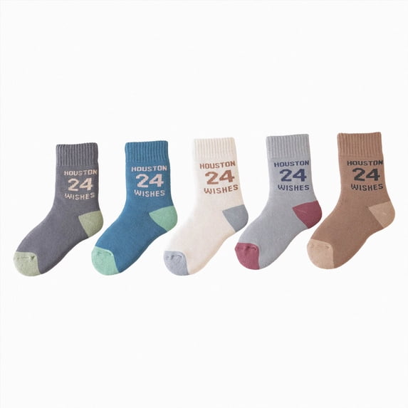 NOLDARES Unisex Kids Toddler Calf Socks, Thick Warm for Boys Girls Winter Outdoor & Cold Home Floors 5-Pairs