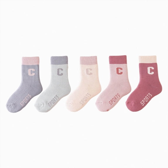 NOLDARES Unisex Kids Toddler Calf Socks, Thick Warm for Boys Girls Winter Outdoor & Cold Home Floors 5-Pairs