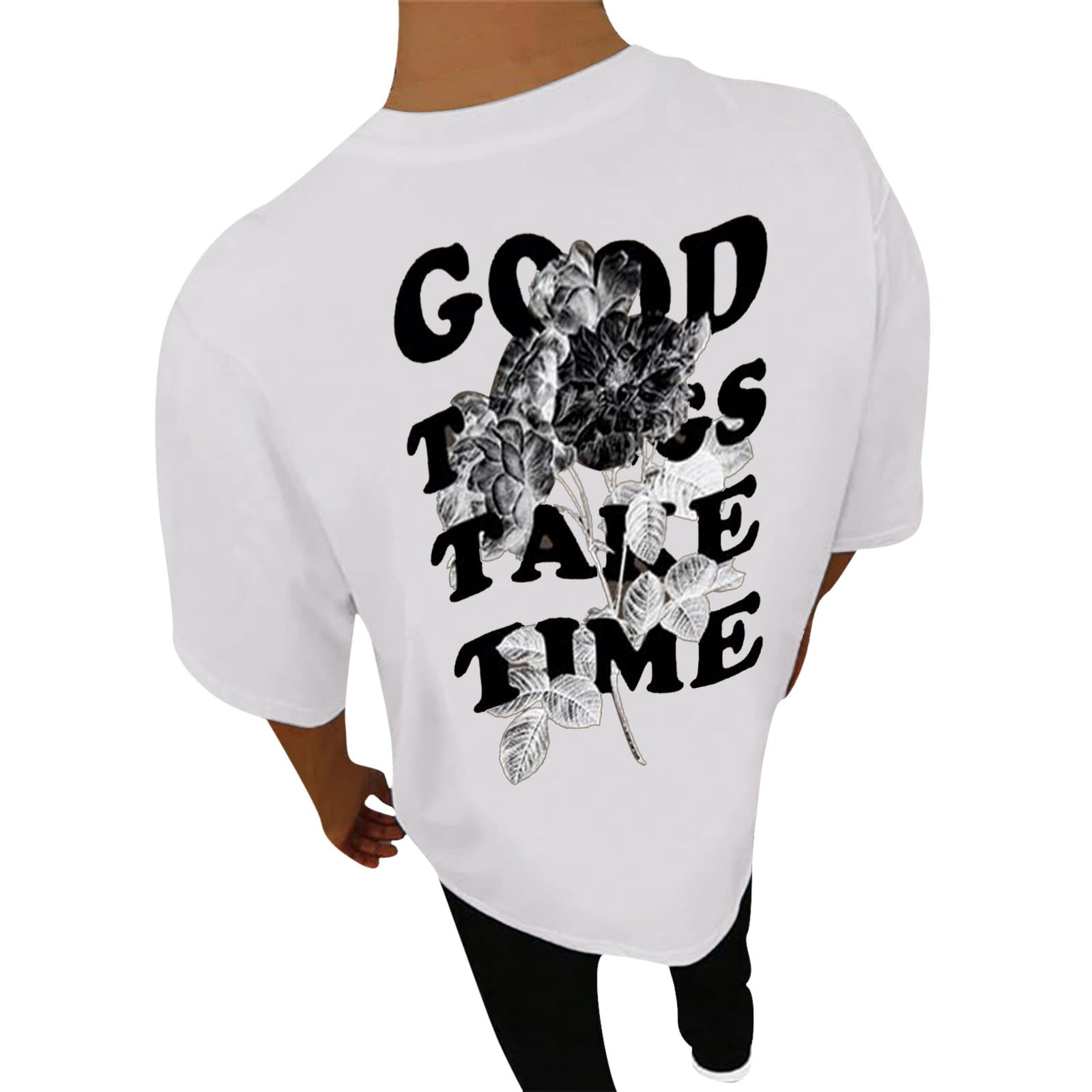 NOLDARES Vintage Graphic Tees for Men Oversized Floral Letter