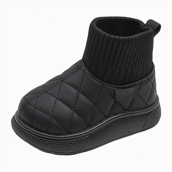 NOLDARES Waterproof Fleece Winter Kids Snow Boots for Girls, Boys, Toddler/Little/Big Kids,Y116-Black