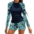 thumbnail image 1 of NOLDARES Women 2 Piece Rash Guard Long Sleeve Swimsuits Swim Shirt with Shorts Set Sun Protection UPF 50+ Surf Bathing Suits(Navy,M), 1 of 8