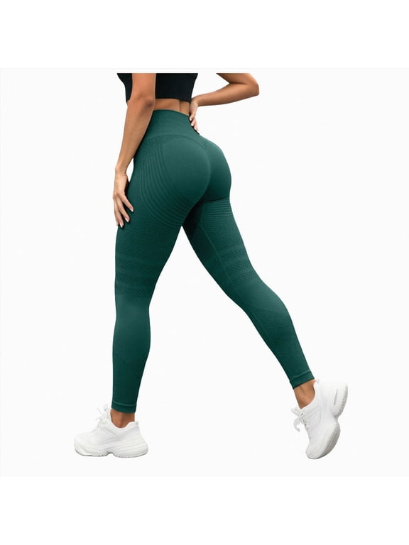 Women Anti Cellulite 3D Leggings Butt Lifting Compression Legging High Waisted Tummy Control Gym Yoga Pants(L016-Dark Green)