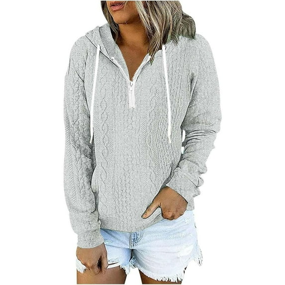 NOLDARES Women Half Zip Oversized Sweatshirts Long Sleeve Fleece Trendy Pullover Workout Warm Tops 2024 Fall Outfits(Grey,L)