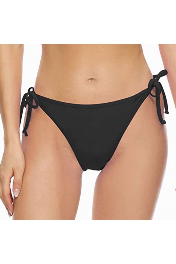 Women Standard Bikini Bottoms Full Coverage Bathing Suit Cutout Swim Low Rise Swimsuit Bottom(Black,S)