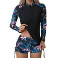 thumbnail image 1 of NOLDARES Women Two Piece Rash Guard Long Sleeve Swimsuit Swim Shirt with Shorts Modest Bathing Suit UPF 50+(BK3,XXL), 1 of 7