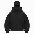 thumbnail image 1 of NOLDARES Women's Balaclava Hoodie Full Zipper Jacket Double Hooded Sweatshirt Wind Resistant Athletic Coat(T153-Black,L), 1 of 5