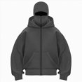 thumbnail image 1 of NOLDARES Women's Balaclava Hoodie Full Zipper Jacket Double Hooded Sweatshirt Wind Resistant Athletic Coat(T153-Dark Gray,XL), 1 of 5