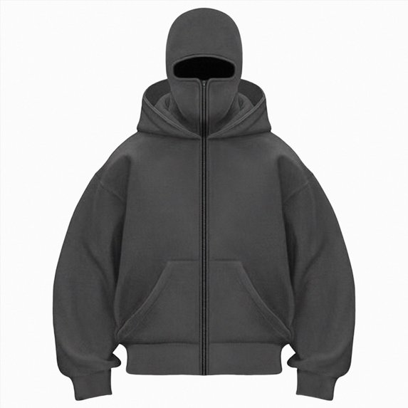 NOLDARES Women's Balaclava Hoodie Full Zipper Jacket Double Hooded Sweatshirt Wind Resistant Athletic Coat(T153-Dark Gray,XL)