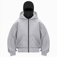 thumbnail image 1 of NOLDARES Women's Balaclava Hoodie Full Zipper Jacket Double Hooded Sweatshirt Wind Resistant Athletic Coat(T153-Light Gray,L), 1 of 5