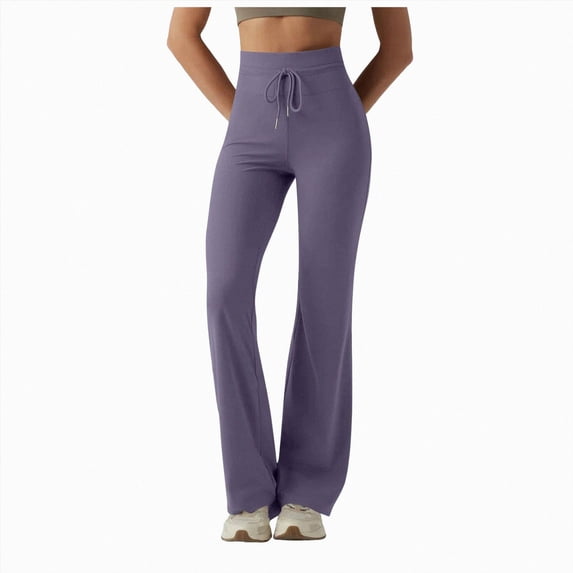 NOLDARES Women’s Flare Leggings High Waisted Bootcut Yoga Pants Tummy Control Seamless Flared Bell Bottom Workout Gym Pants(L040-Light Purple)