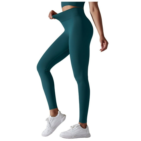NOLDARES Women's High Waisted Tummy Control Workout Leggings Soft Yoga Pants Seamless Leggings(Dark Green,S)