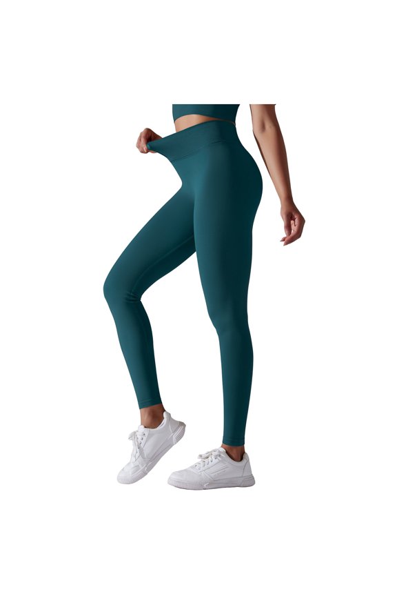 Women's High Waisted Tummy Control Workout Leggings Soft Yoga Pants Seamless Leggings(Dark Green,S)