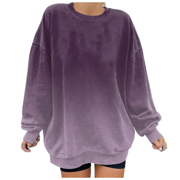 NOLDARES Women's Oversized Sweatshirt Long Sleeve Shirts for Women Crewneck Pullover Casual Pullover Top Clothes(Purple,XXL)
