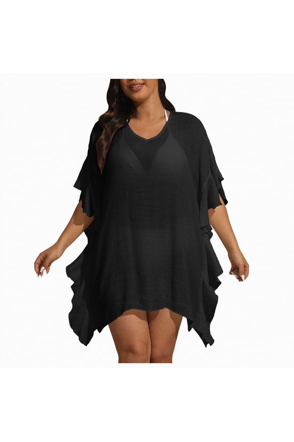 Women's Swim Cover Up Hoodie Short/ Sleeveless Jacket Lightweight Beach Cover Ups for Women(Black,XL)