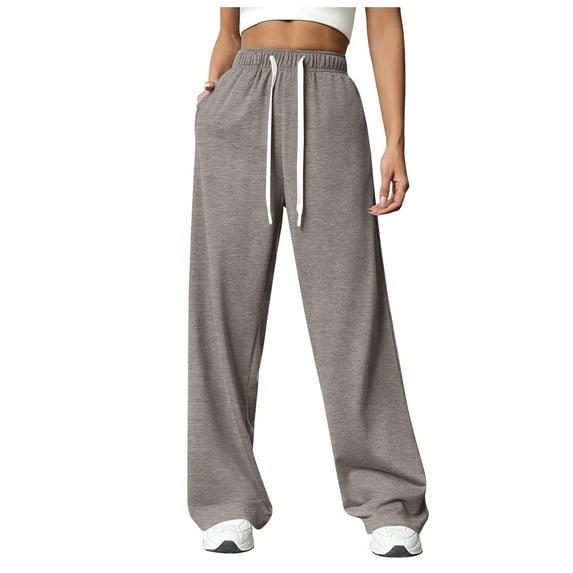 NOLDARES Women's Wide Leg Pants with Pockets - Casual Loose Trouser Pants Sweatpants Lounge Pants(Coffee,M)