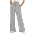 thumbnail image 1 of NOLDARES Women's Wide Leg Pants with Pockets - Casual Loose Trouser Pants Sweatpants Lounge Pants(Grey,M), 1 of 8