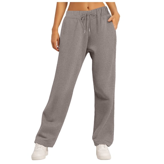 NOLDARES Women's Wide Leg Sweatpants High Waisted Baggy Interior Drawstring Sweatpants Straight Leg Sweat Pants(Coffee,M)