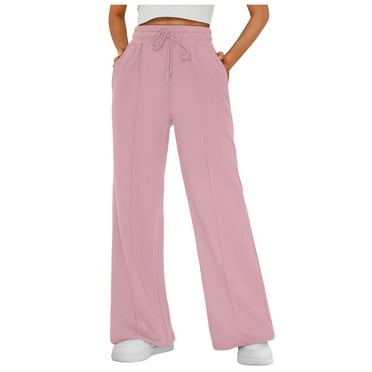 NOLDARES Women's Wide Leg Yoga Pant Comfy Loose Sweatpants High Waist Lounge Casual Athletic Pant Workout Joggers Pant(Pink,XL)