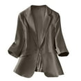 thumbnail image 1 of NOLDARES Womens Blazer 2024 Fall Bussiness Casual Long Sleeve Open Front Work Office Suit Jackets with Pockets(Coffee,S), 1 of 3