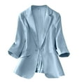 thumbnail image 1 of NOLDARES Womens Casual Blazer Jacket Long Sleeve Open Front Work Office Blazer Lapel Button Jacket(Sky Blue,M), 1 of 8