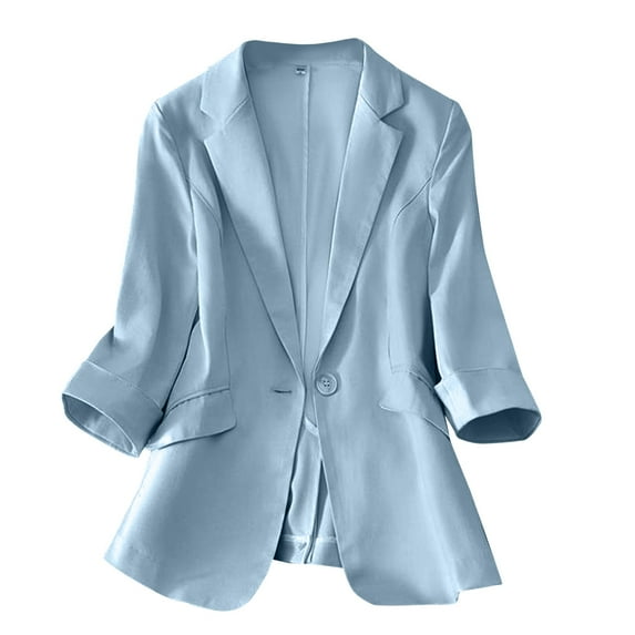 NOLDARES Womens Casual Lapel Blazer Jackets Casual Blazers Open Front Long Sleeve Lapel Collar Work Office Jackets Blazer(Sky Blue,4XL)