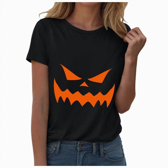 NOLDARES Womens Halloween Ghost Oversized Shirts Spooky Season Graphic Tee Short Sleeve Tops,Black,3XL