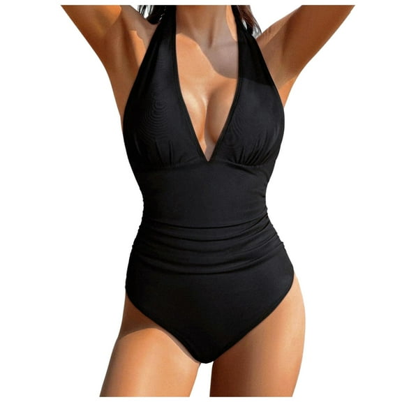 NOLDARES Womens One Piece Swimsuit Sporty Cute Bathing Suit 2025 Flattering High Cut Swimming Suits(Black,S)