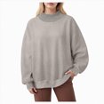 thumbnail image 1 of NOLDARES Womens Oversized Sweatshirts Mock Neck Pullover Long Sleeve Tops Fall Fashion Outfits Clothes,Khaki,L, 1 of 4
