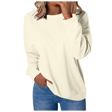 NOLDARES Womens Sweatshirt Casual Long Sleeve Crewneck Lightweight Pullover Tops Loose Sweatshirts(Beige,XXL)