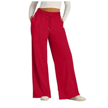 NOLDARES Womens Yoga Sweatpants Wide Leg High Waisted Lounge Pants Comfy Workout Loose Pants with Pockets(RD1,S)
