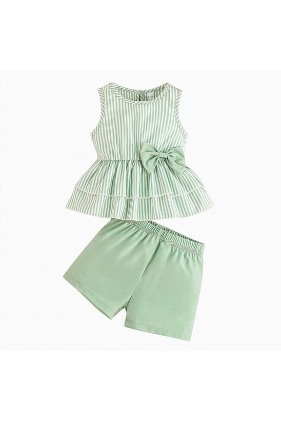baby-girls And Toddler Girl Sleeveless Top and Shorts Snug Fit Cotton 2 Piece Set Summer Clothes(Green,12-18 Months)