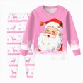 thumbnail image 1 of NOLDARESChristmas 2 Piece Girl Boys Pajamas Kids Long Sleeve Pajamas Pjs Printed Sleepwear Set for Toddler Baby Xmas Loungewear X131-Pink, 1 of 5